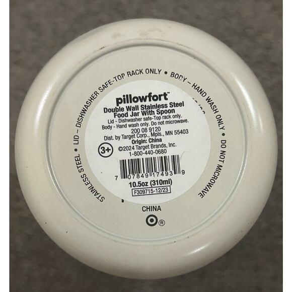 Pillowfort Kids 10 oz Checkered Stainless Steel Food Jar with Spoon - Picture 7 of 8